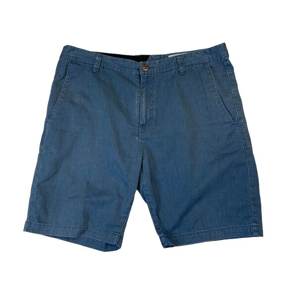 Volcom Shorts Mens 36 Slate Blue Cotton Blend Flat Front Casual Beach Chino - Picture 1 of 11